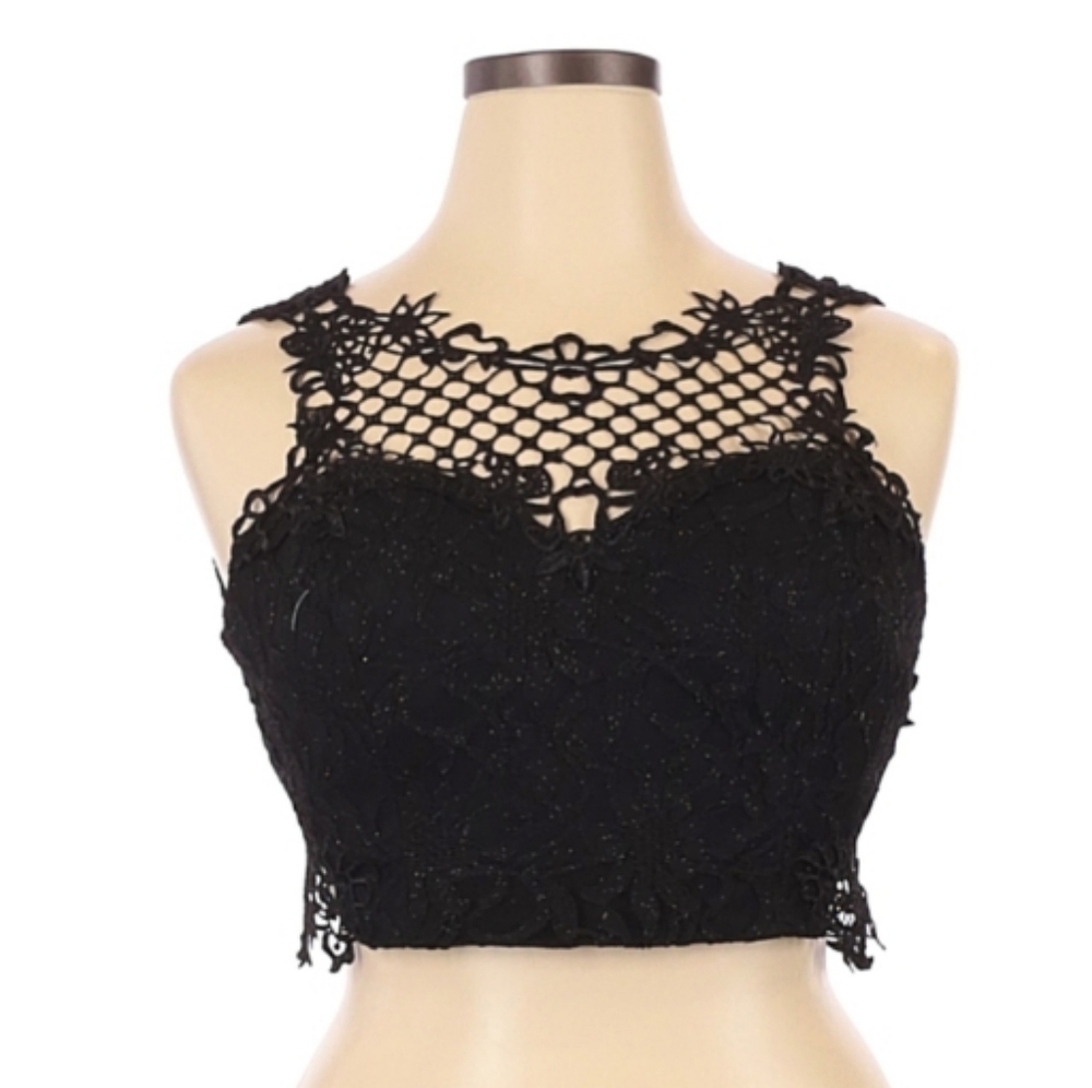 City Studio Core‎ Social Black Lace Corset Crop Top
